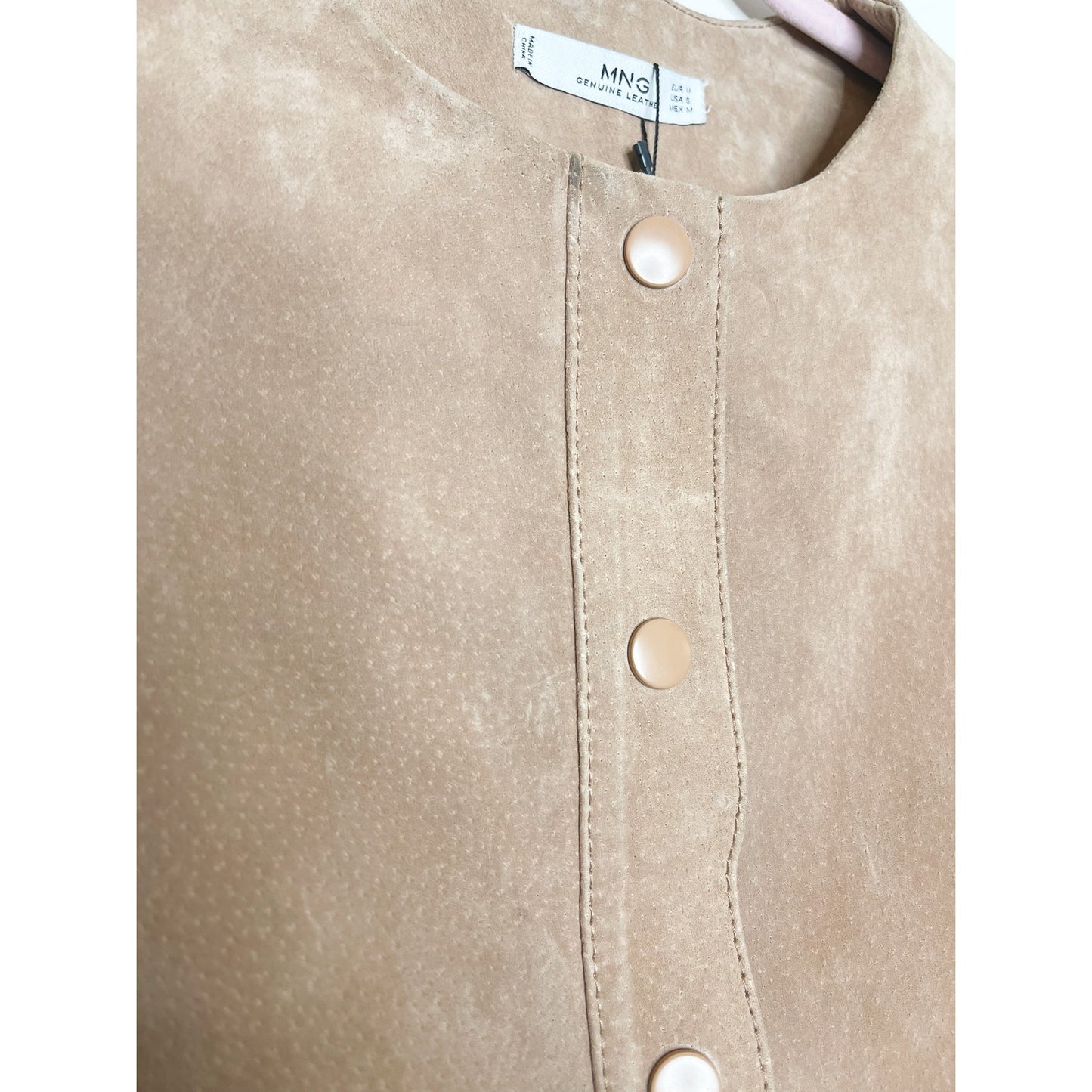 Mango Tan 100% Leather Snap-front Dress Size Medium
