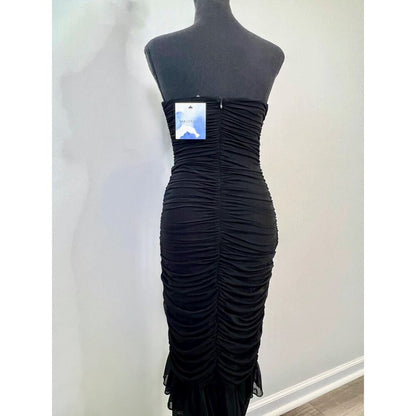 Majorelle Giules Gown in‎ Black Small Maxi Length Strapless Lined Ruffle Party