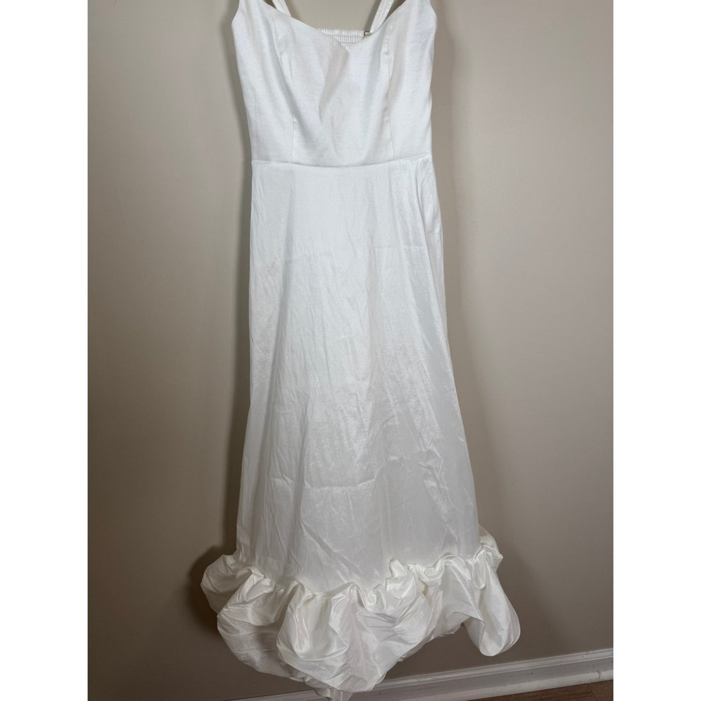Show Me Your Mumu White Taffeta Bubble Hem Midi Dress Bridal Engagement  Dress