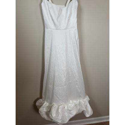 Show Me Your Mumu White Taffeta Bubble Hem Midi Dress Bridal Engagement  Dress