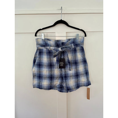 NEW NWT Reformation Rossi Short Shadow Blue Plaid Size 12