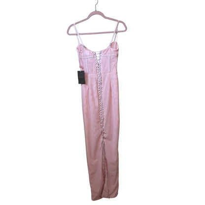 House of CB Romy Pinkesque Corset Maxi Dress Pink Lace Up SB10948 Size S NWT