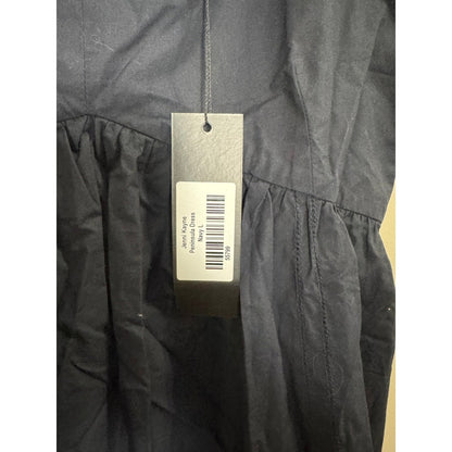 Jenni Kayne Peninsula Dress Navy Blue Cotton Poplin Midi V-Neck Large NEW