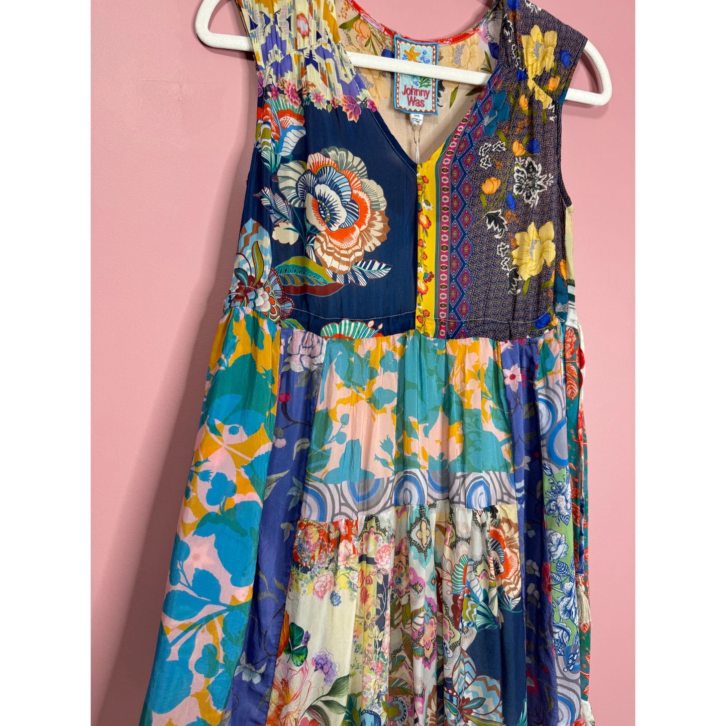 Johnny Was Cherika Natania Patchwork Dress in Multi Size XXS Floral Sleeveless