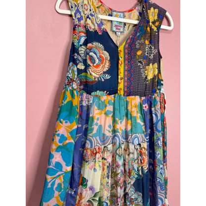 Johnny Was Cherika Natania Patchwork Dress in Multi Size XXS Floral Sleeveless