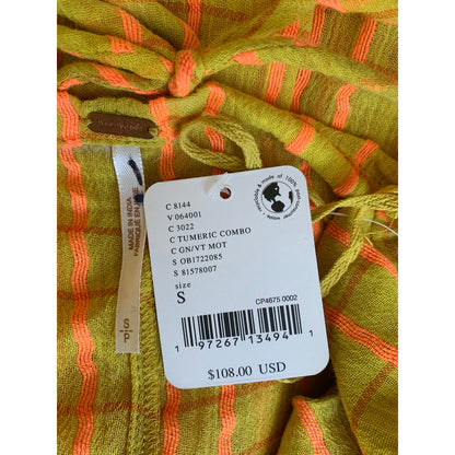 Free People Marigold Maxi Dress in Turmeric Combo Small Sleeveless Boho Cotton