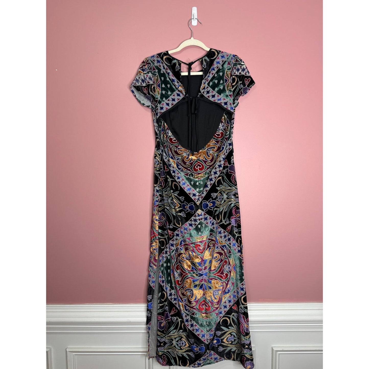 Free People Iris Maxi Dress in Multi Size Small Floral Short Sleeve Side Slit
