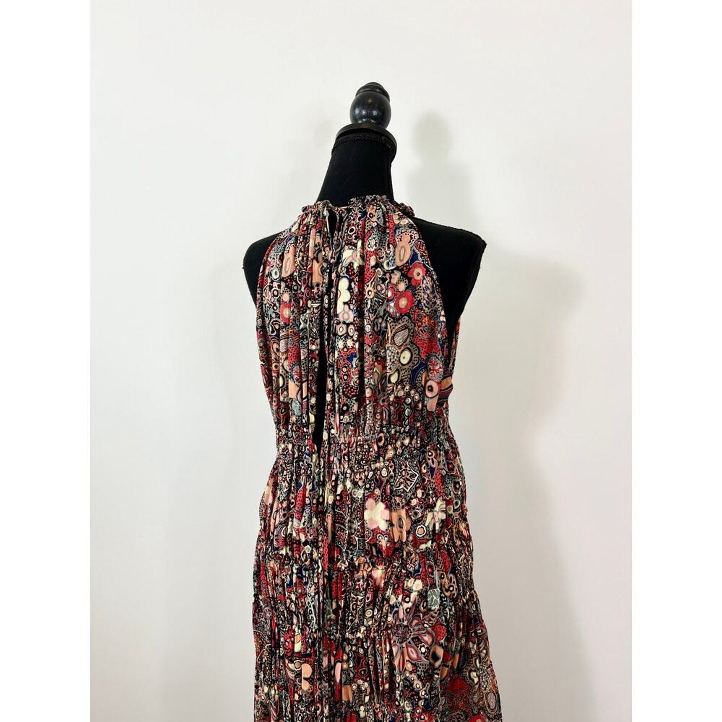 A.L.C.‎ Laura Halter Tiered Printed Maxi Dress One Size Sleeveless Colorful