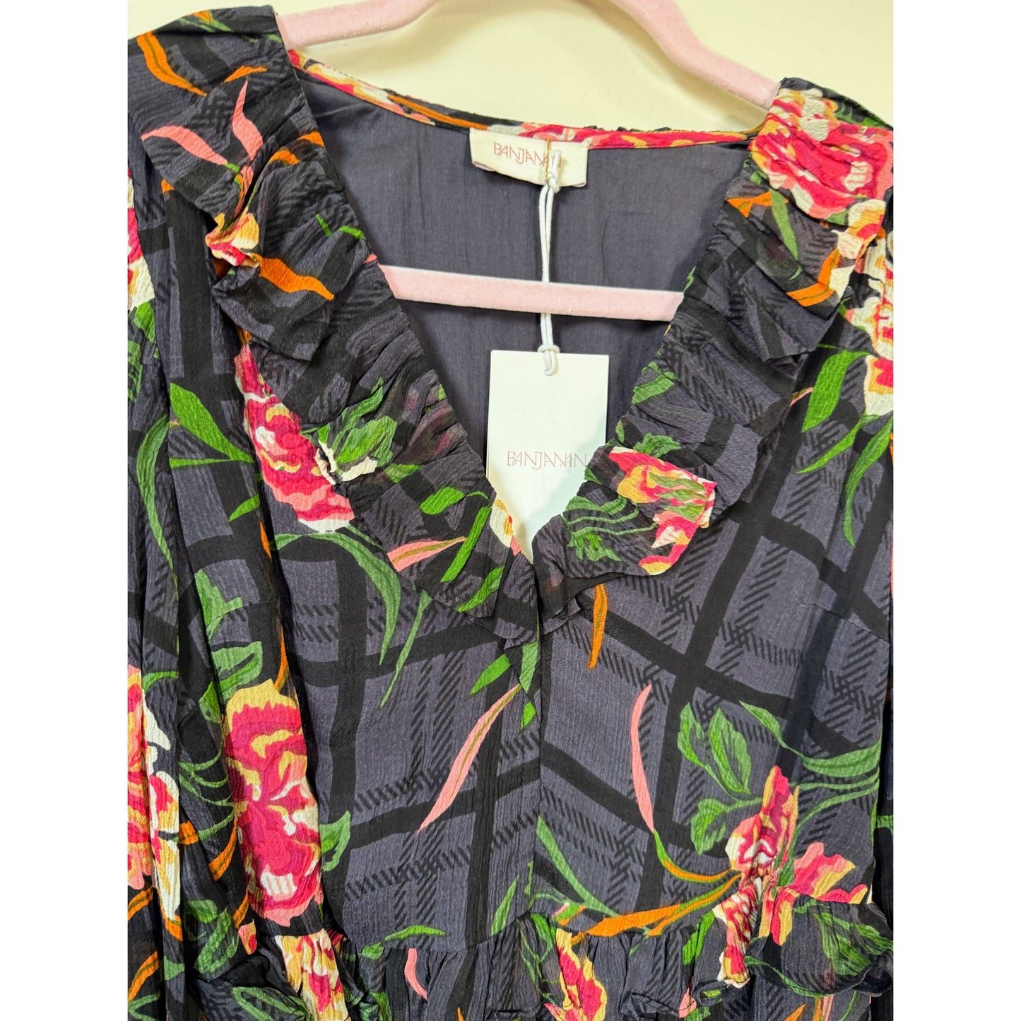 NEW NWT Banjanan Florence Flora Long Sleeve Mini Dress Size XS