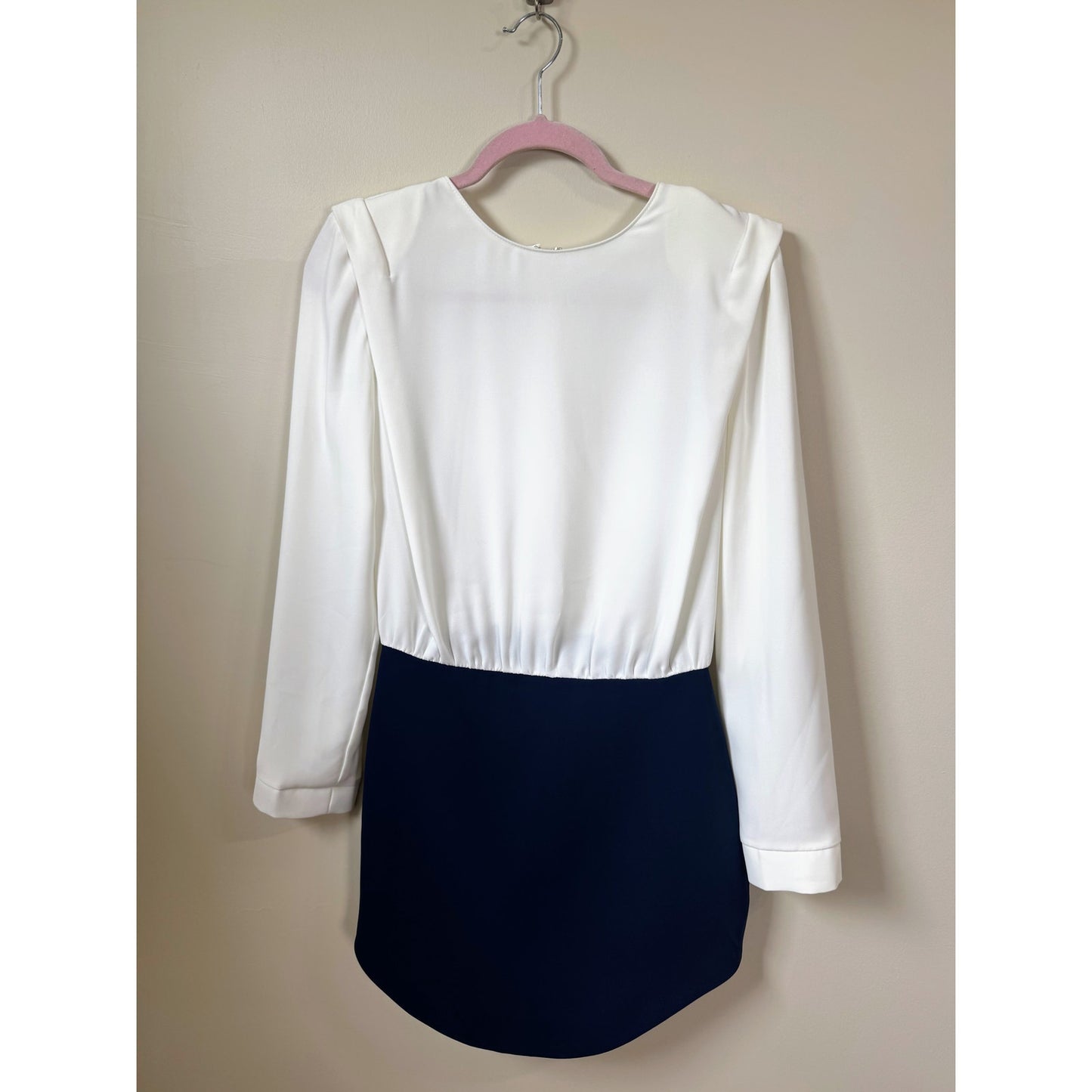 NEW NWT Amanda Uprichard Baldwin Long Sleeve Mini Dress Size Small White Navy