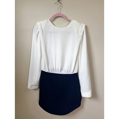 NEW NWT Amanda Uprichard Baldwin Long Sleeve Mini Dress Size Small White Navy