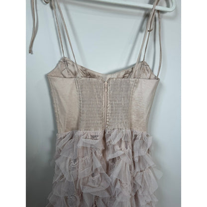 Show Me Your Mumu Francesca  Gown Champagne Pink Ruffle Tulle Corset Maxi Dress