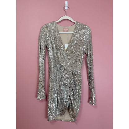 Show Me Your Mumu Party Hop Dress Siver Sequin Size XS