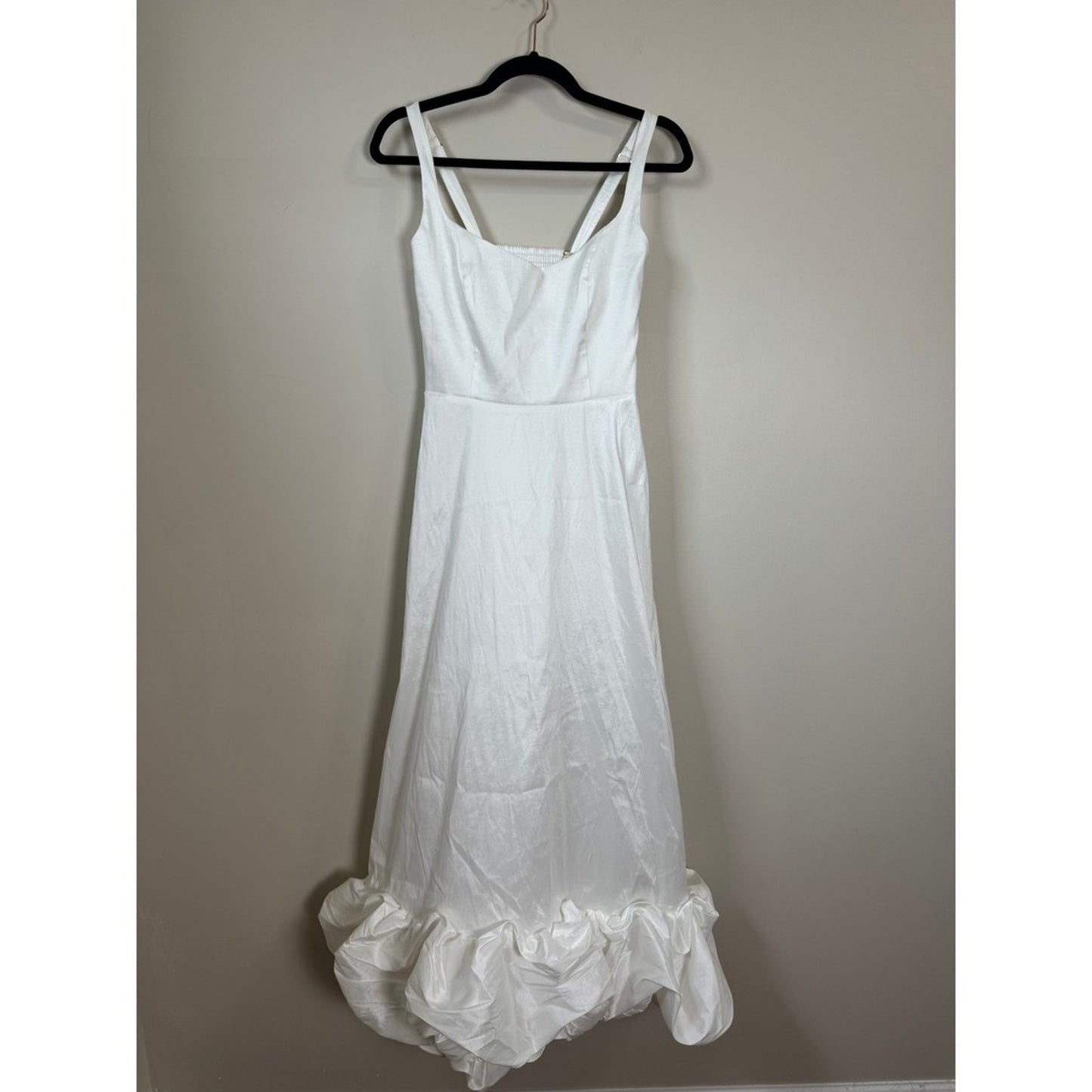 Show Me Your Mumu White Taffeta Bubble Hem Midi Dress Bridal Engagement  Dress