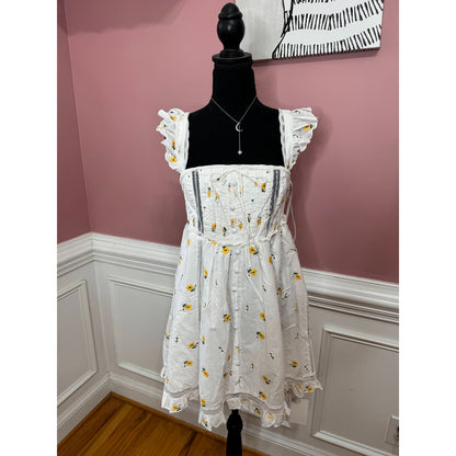 For Love & Lemons Leanne Mini Slip Dress in White Size XL Floral Embroidered