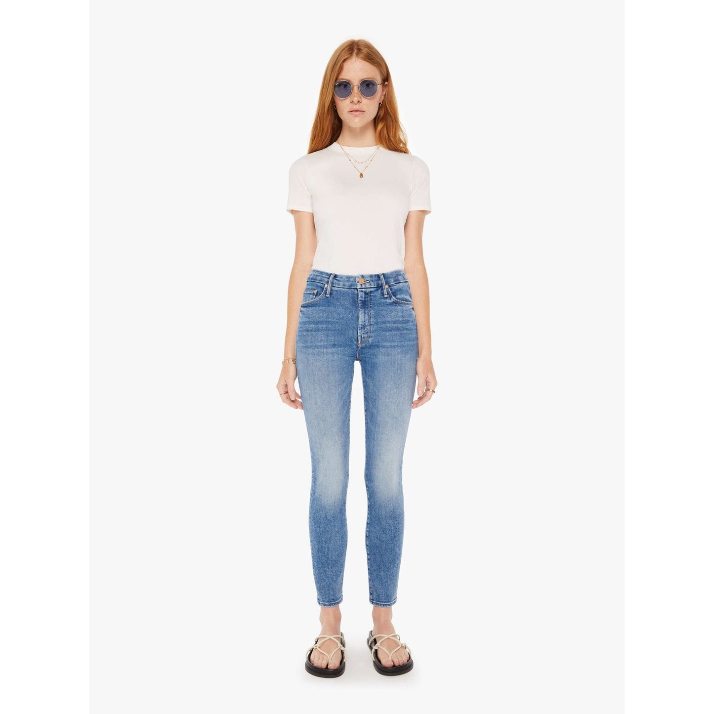Mother High Waisted Looker Blue Size 25 Skinny Zip Fly Denim Stretch Pockets