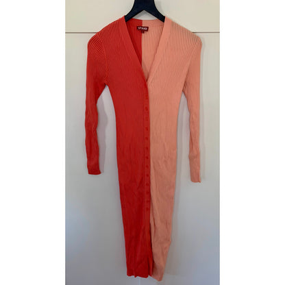 Staud Shoko Sweater Dress in Rosebud Colorblock Large Long Sleeve Ribbed Knit
