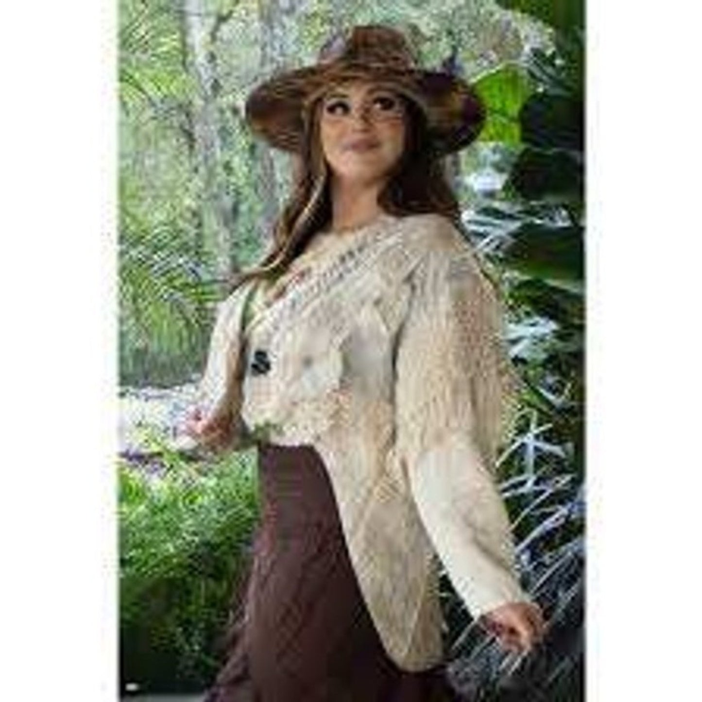 Jaded Gypsy Boho Crochet Lace Fringe Jacket Linen Blend Neutral Mixed Media S/M