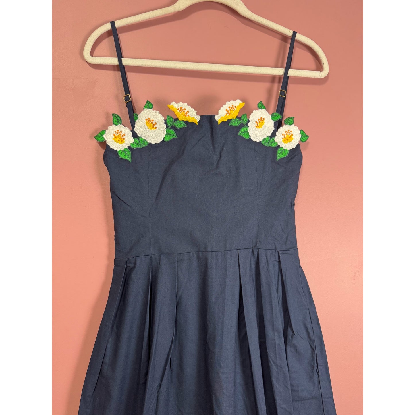 Fanm Mon Lorr Cotton Midi Dress in Navy Blue Size XS