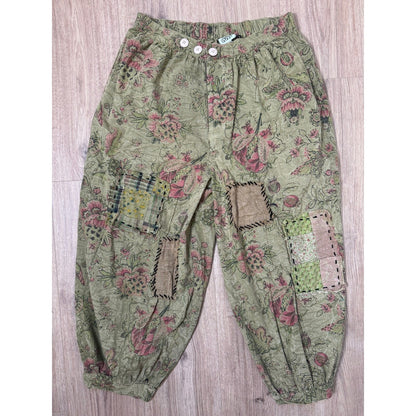 Jaded Gypsy Boho Patchwork Floral Harem Pants Cropped Gaucho S M L