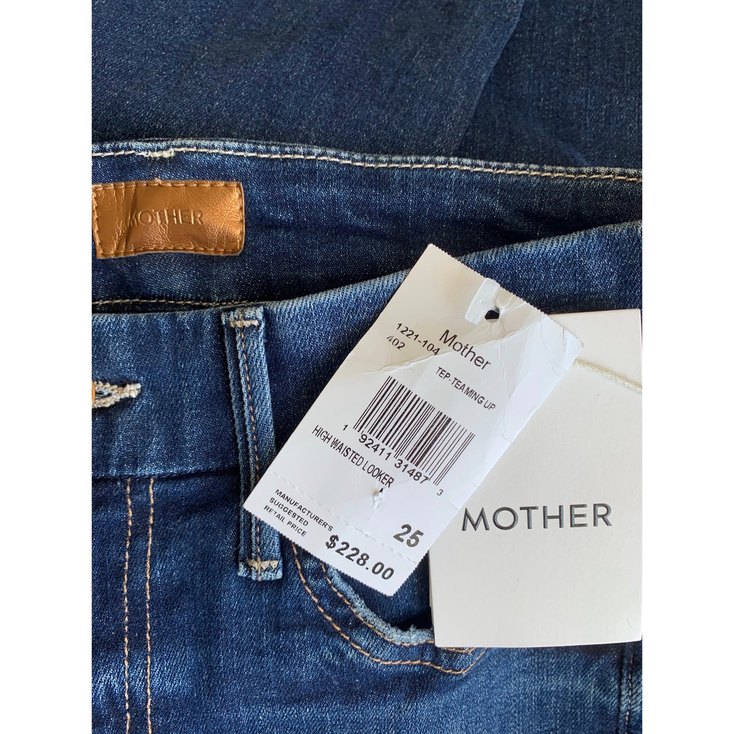 Mother High Waisted Looker Blue Size 25 Skinny Zip Fly Denim Stretch Pockets