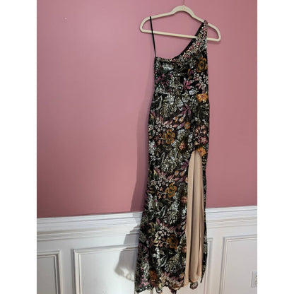 Mac Duggal Floral Embellished One Shoulder Dress Size 2‎ STYLE 49574