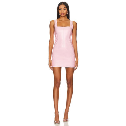 NEW NWT Show Me Your Mumu Woods Mini Dress Pink Faux Leather Size XS