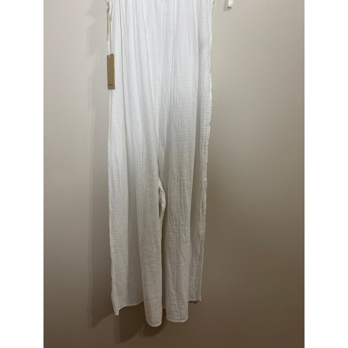 Wilfred Free Aritzia White Sail Jumpsuit Cotton Gauze Tie Shoulder Wide Leg XS