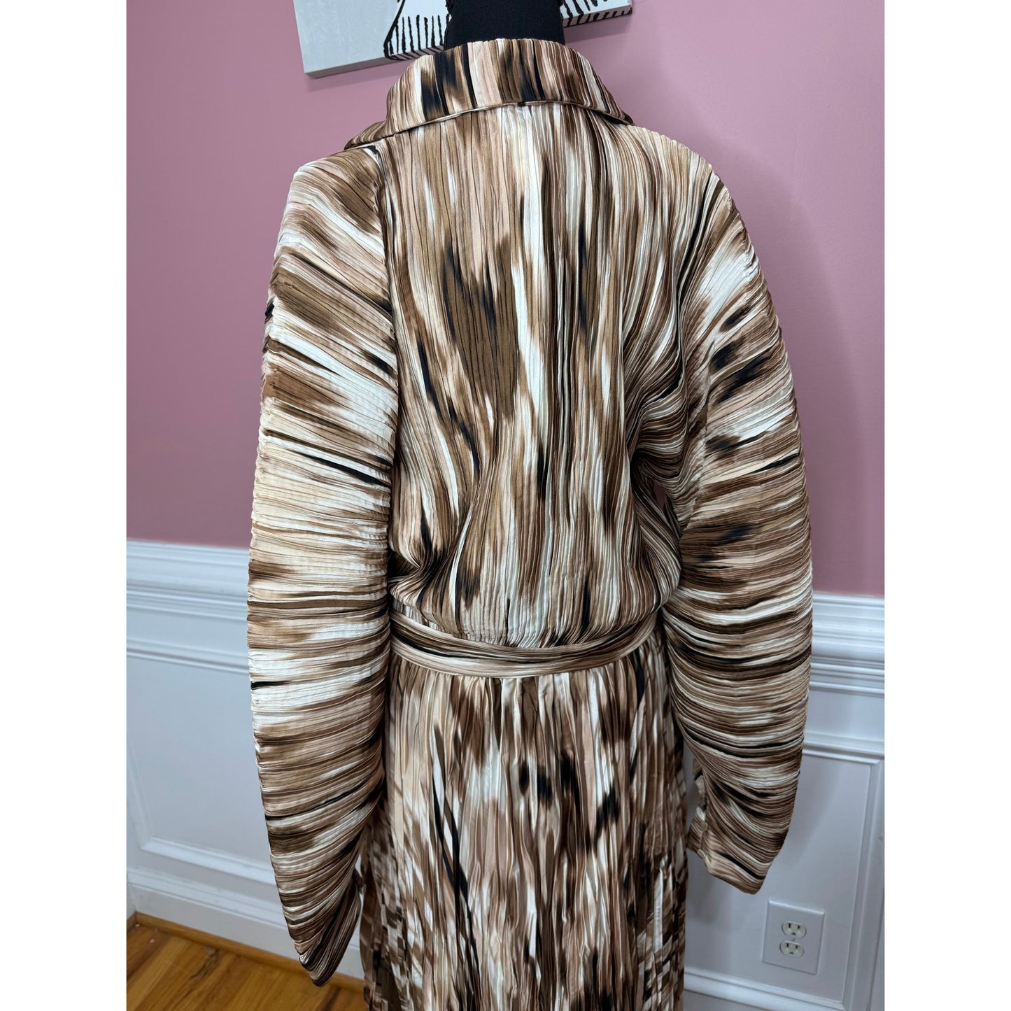 Simkhai Jonathon Thorn Abstract Indiana Midi Dress in Brown Size 8 Long Sleeve