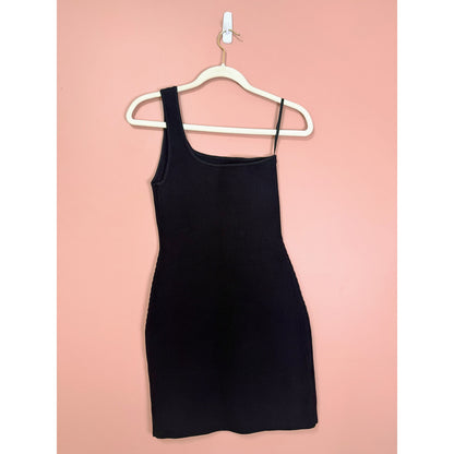Babaton Aritzia Sculpt Knit One-Shoulder Mini Dress Black Size Small