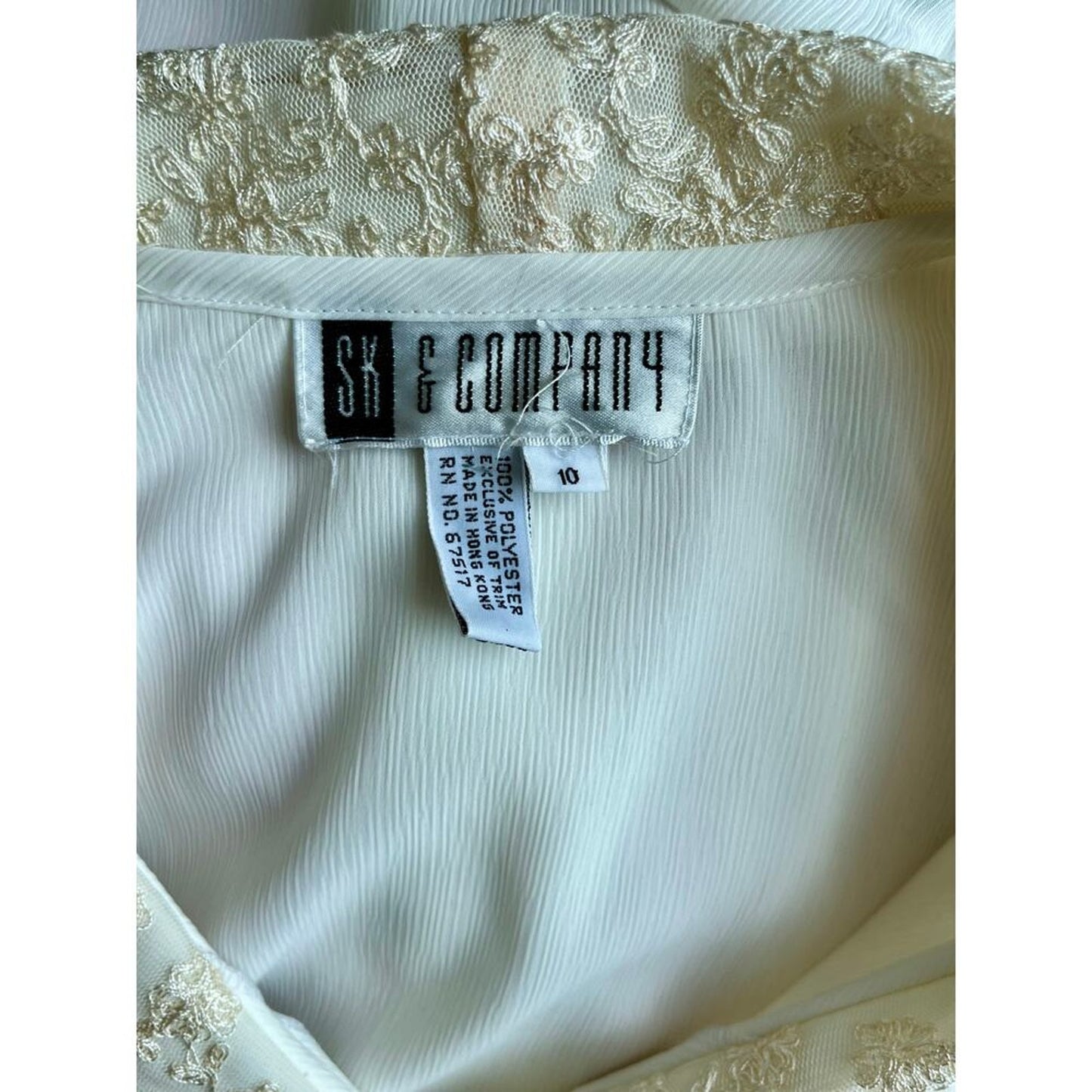 SK & Company‎ Short Sleeve Blouse Lace Collar Size 10