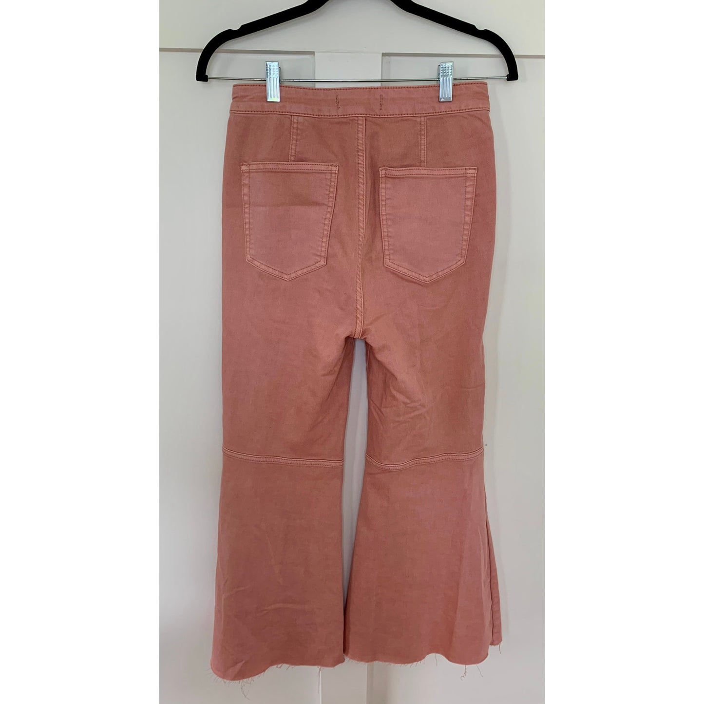 Free People Crop Flare Jeans in Pink Size 28 Denim High Rise Pockets Stretch