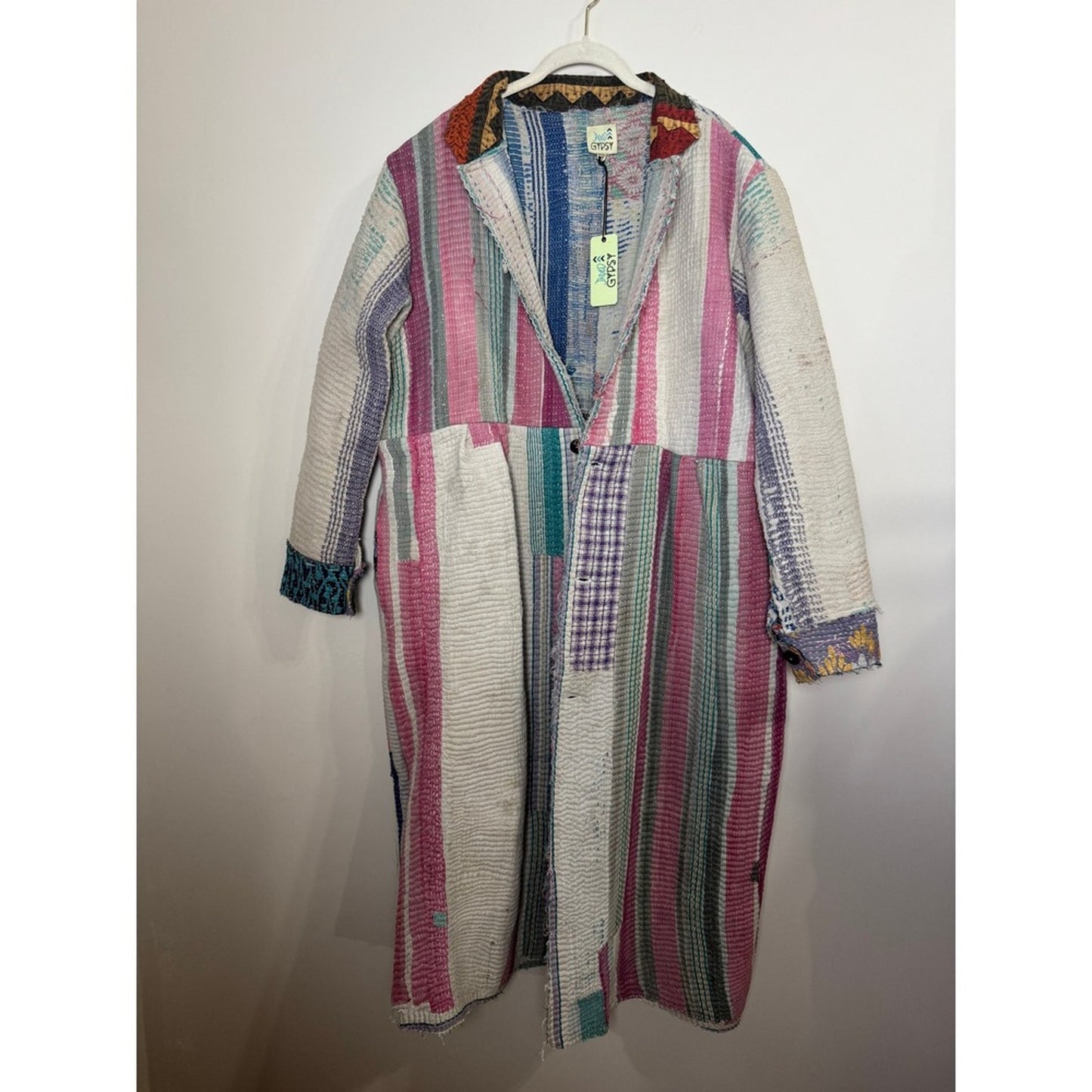 Jaded Gypsy Patchwork Quilted Duster Coat Long Sleeve Boho Festival