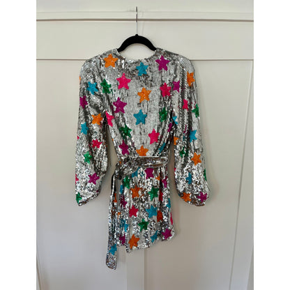 NEW NWT Show Me Your Mumu Wear Me Out Dress Rainbow Star Sequins Size XS