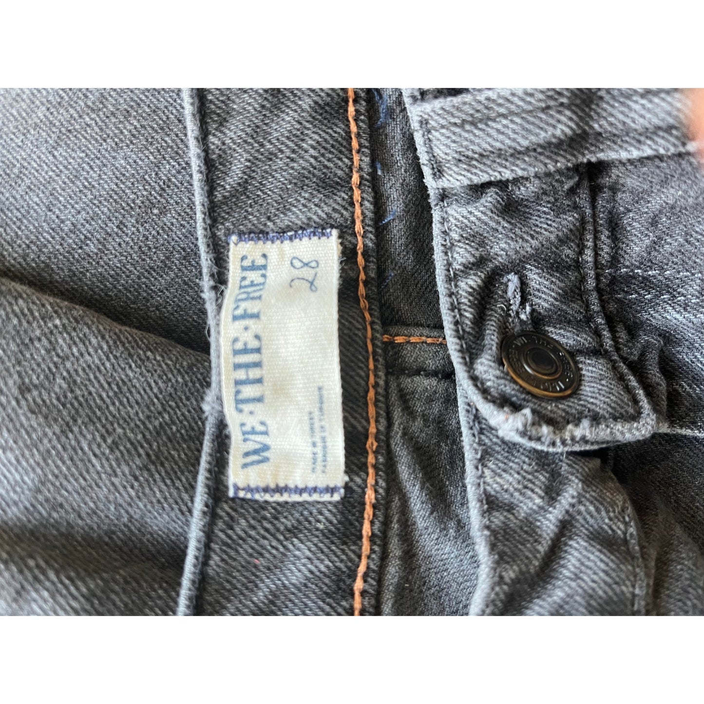 Free People Tinsley Baggy Mid Rise Straight Leg Black Size 28