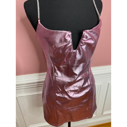 Alix NYC Cruz Mini Dress in Pink Size 8 Sleeveless Faux Leather Spandex Party