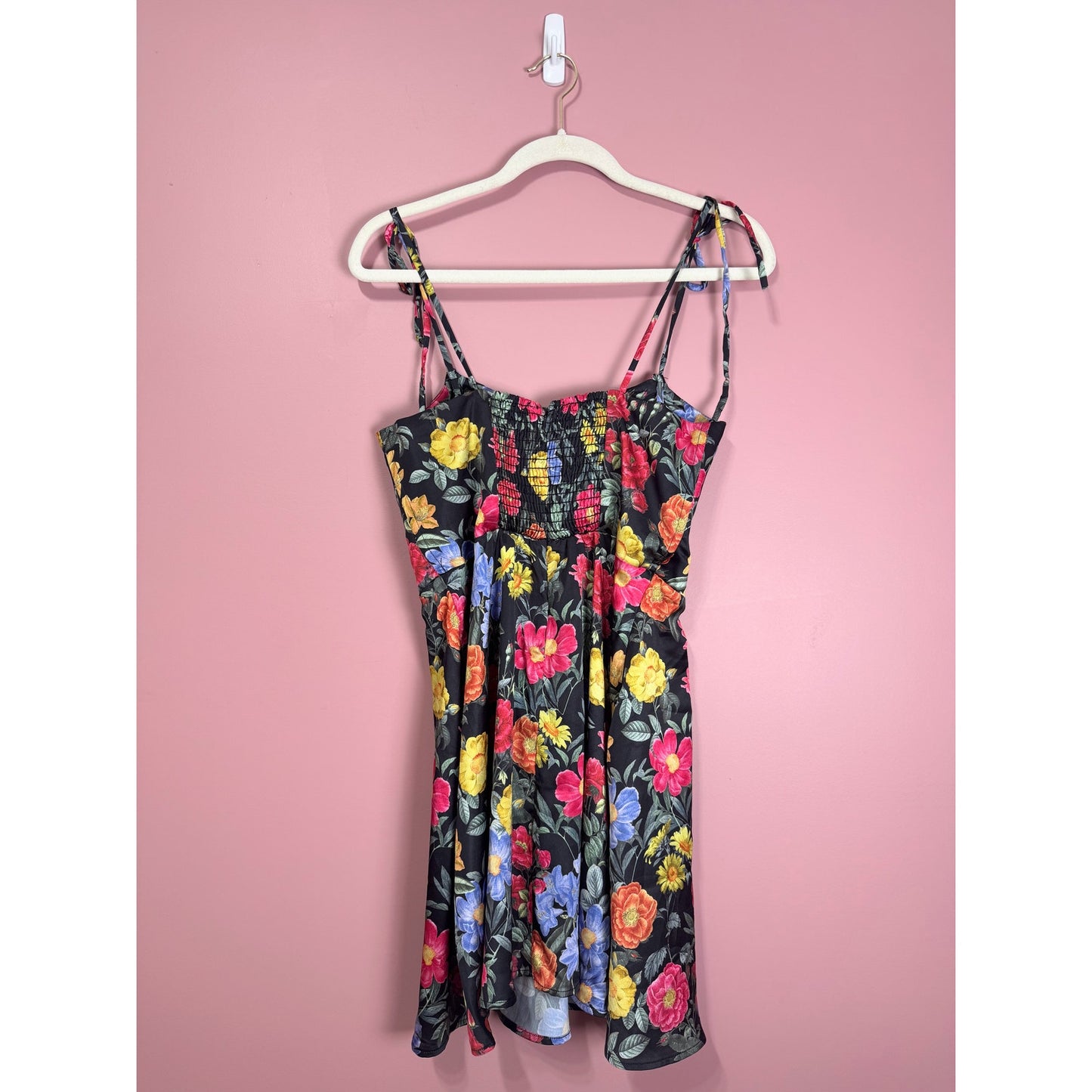 Show Me Your Mumu Juliet Mini Dress Black Floral Print Size Large