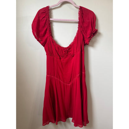 Reformation Ondine Mini Dress Puff Sleeve Smocked Lace Trim Coquette Sweetheart