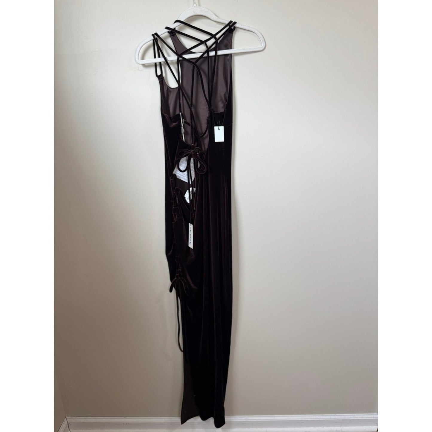 MONSE BROWN VELVET CUT OUT LACE UP DRESS SZ 8