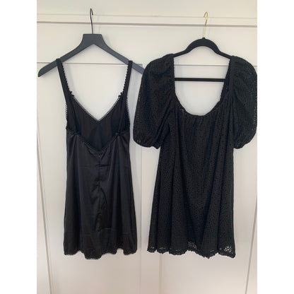 For Love & Lemons Mini Dress With Slip in Black Medium Floral Short Sleeve