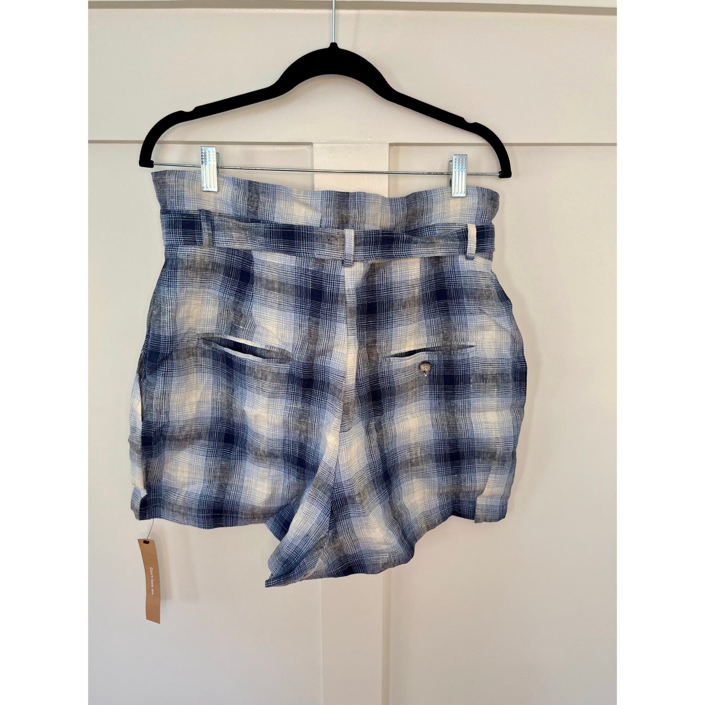 NEW NWT Reformation Rossi Short Shadow Blue Plaid Size 12