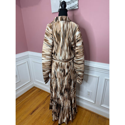 Simkhai Jonathon Thorn Abstract Indiana Midi Dress in Brown Size 8 Long Sleeve