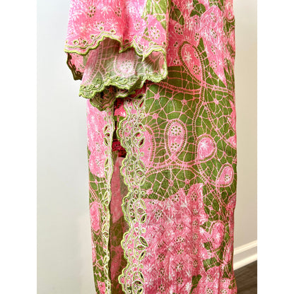 Hemant and Nandita Pakhi Kaftan Dress with Slip Lining Small Floral Side Slit