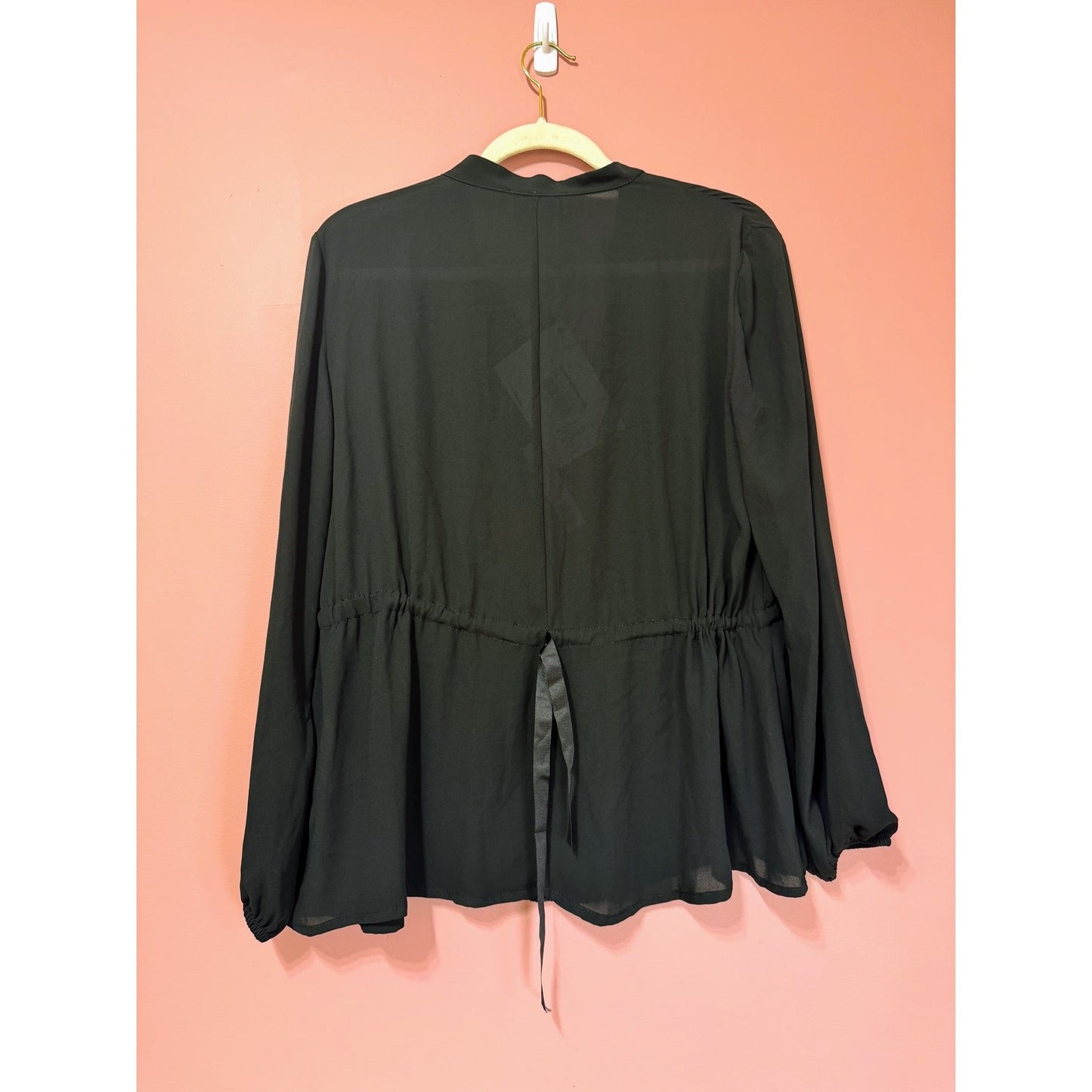 Gretha Milano Embroidered V-Neck Blouse in Black Size Medium