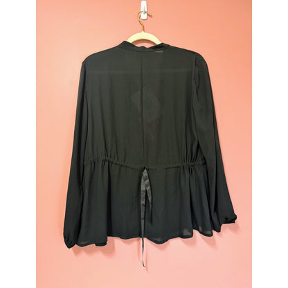 Gretha Milano Embroidered V-Neck Blouse in Black Size Medium