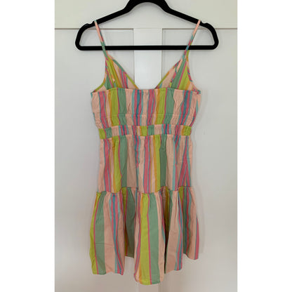 Rails Carmen Mini Dress in Guava Stripe Multi Small Pullover Sleeveless V-Neck
