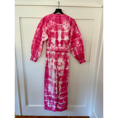 Love Shack Fancy Denim Jumpsuit Pink Tye Dye Size 4