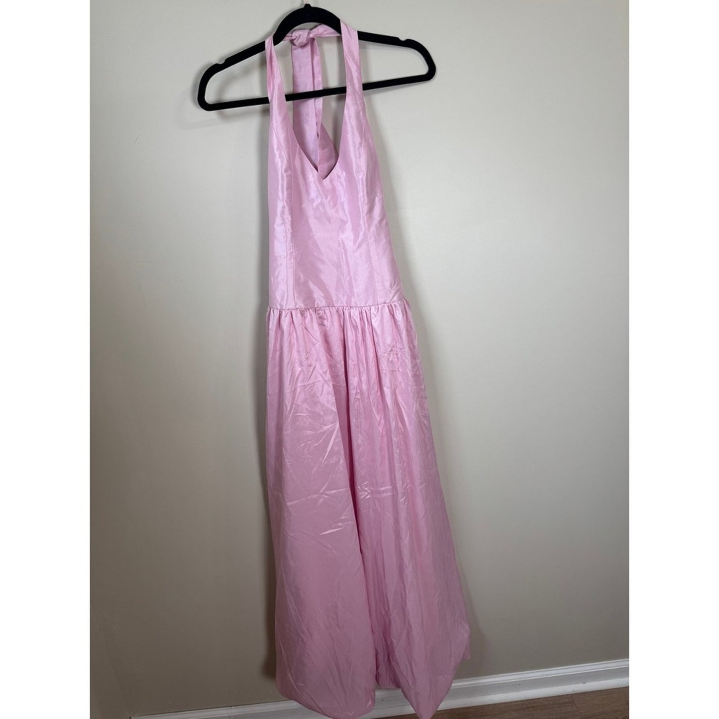 Show Me Your Mumu Pink Halter Maxi Dress Dropped Waist Gown Small
