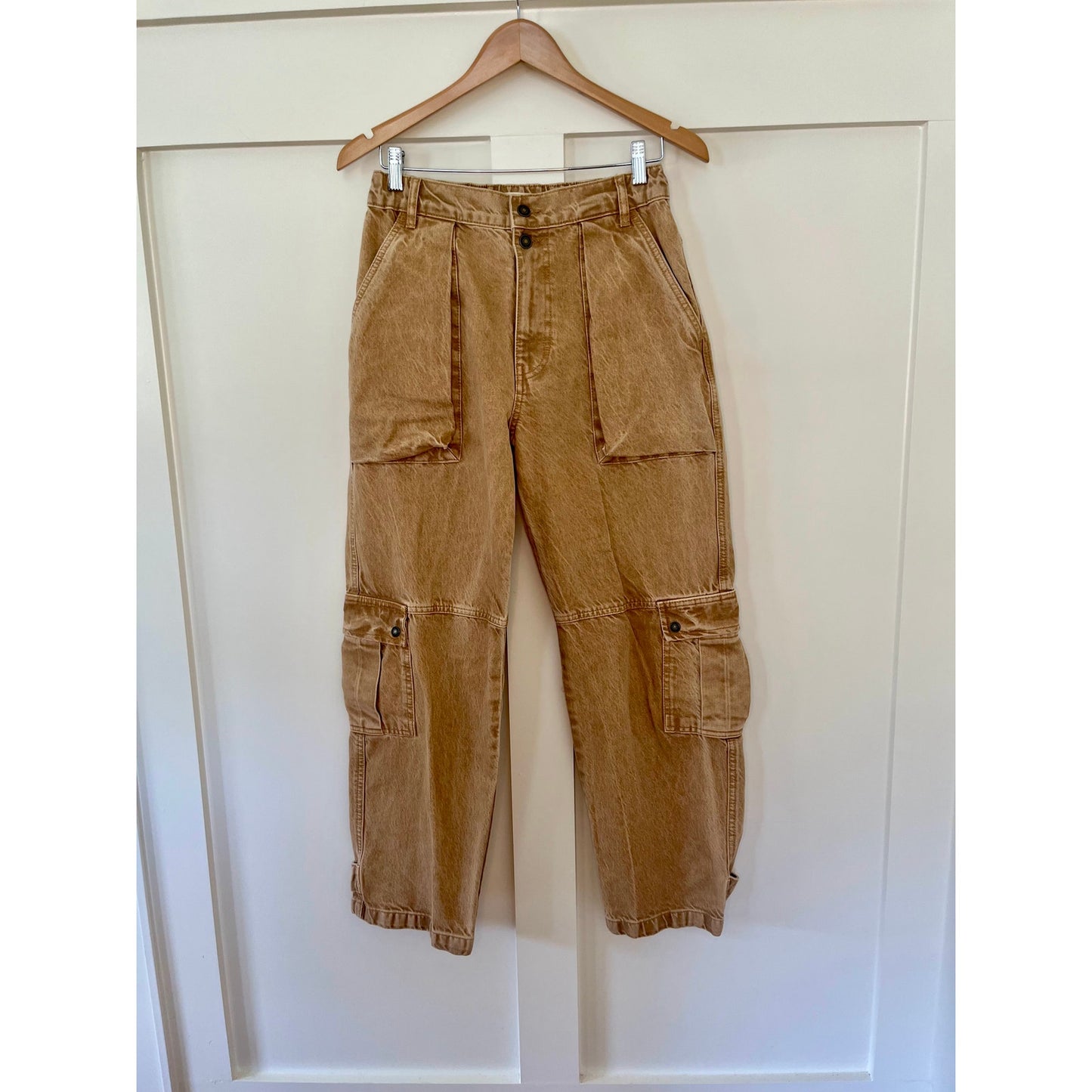 We The Free Free People Marx Slouchy Cargo Jeans Tan Size 26