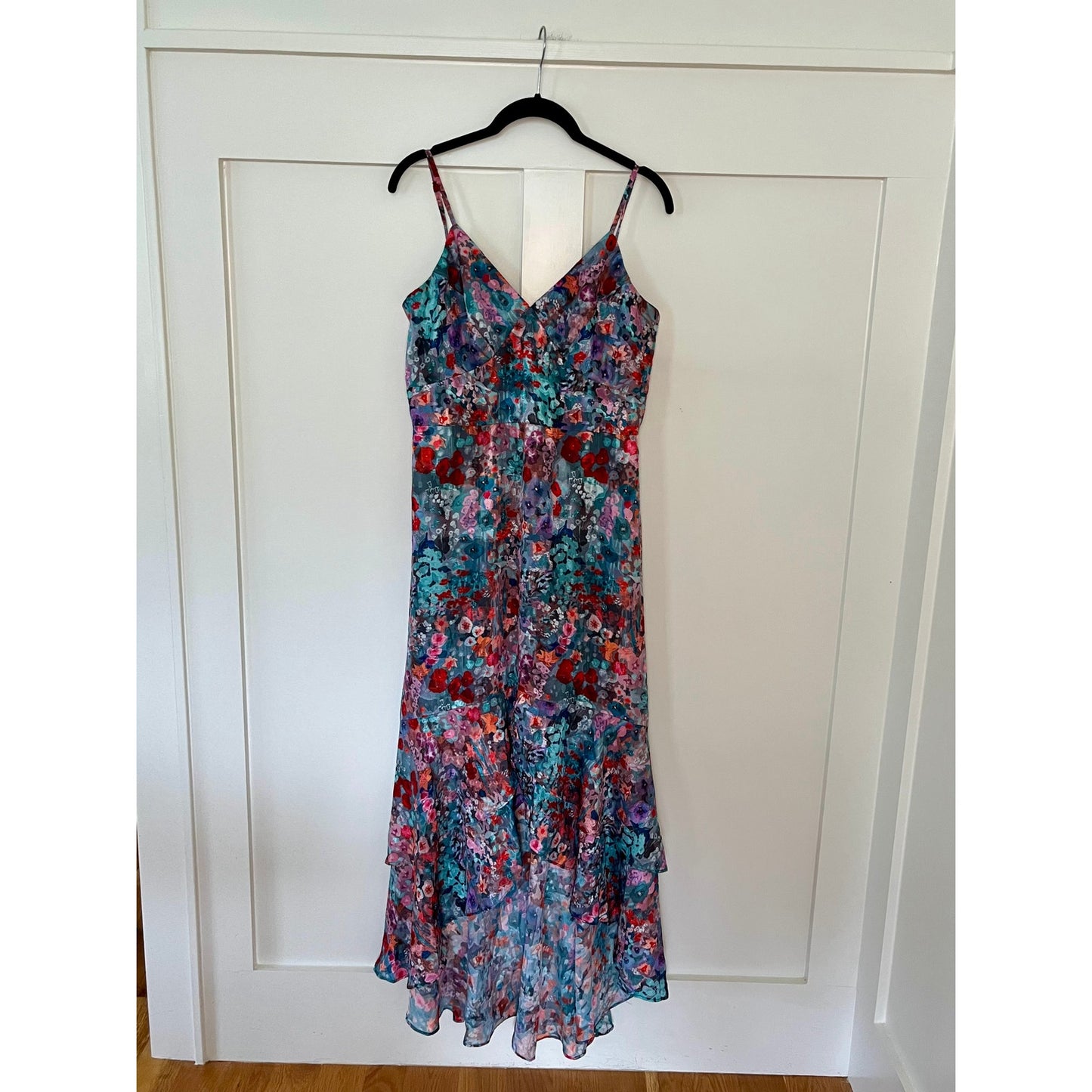 NEW NWT Hutch Anthropologie Royce Floral High Low Dress Teal Size 10